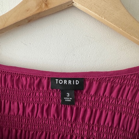 Torrid Fuchsia Pink Peplum Chiffon Smocked Top - Picture 6 of 6